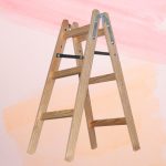 Kétrészes létra, Strend Pro Profi, 2 x 3 fokos, fa, 95 cm, 150 kg teherbírás, kétoldalas kivitel, háztartási és ipari használatra