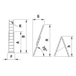 Kétrészes létra, ALVE 7511 A315 B513, 2 x 11 fokos, stabilizátorral, univerzális