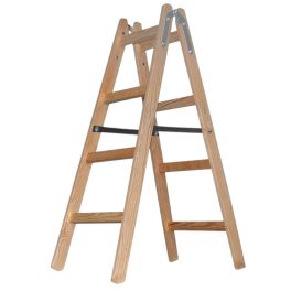   Kétrészes létra, Strend Pro Profi, 2 x 4 fokos, fa, 124 cm, 150 kg teherbírás, kétoldalas kivitel, háztartási és ipari használatra