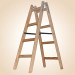 Kétrészes létra, Strend Pro Profi, 2 x 4 fokos, fa, 124 cm, 150 kg teherbírás, kétoldalas kivitel, háztartási és ipari használatra