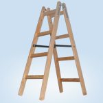 Kétrészes létra, Strend Pro Profi, 2 x 4 fokos, fa, 124 cm, 150 kg teherbírás, kétoldalas kivitel, háztartási és ipari használatra