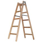 Kétrészes létra, Strend Pro Profi, 2 x 5 fokos, fa, 153 cm, 150 kg teherbírás, kétoldalas kivitel, háztartási és ipari használatra