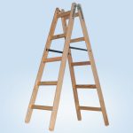 Kétrészes létra, Strend Pro Profi, 2 x 5 fokos, fa, 153 cm, 150 kg teherbírás, kétoldalas kivitel, háztartási és ipari használatra