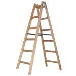 Kétrészes létra, Strend Pro Profi, 2 x 6 fokos, fa, 182 cm, 150 kg teherbírás, kétoldalas kivitel, háztartási és ipari használatra