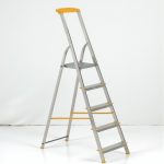 Festőlétra, ALVE Eurostyl 1945, 5 fokos, 98 cm, ezüst, alumínium, összecsukható, tárolópolcos