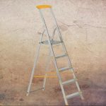 Festőlétra, ALVE Eurostyl 1945, 5 fokos, 98 cm, ezüst, alumínium, összecsukható, tárolópolcos