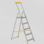 Festőlétra, ALVE Eurostyl 1945, 5 fokos, 98 cm, ezüst, alumínium, összecsukható, tárolópolcos