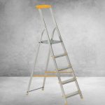 Festőlétra, ALVE Eurostyl 1945, 5 fokos, 98 cm, ezüst, alumínium, összecsukható, tárolópolcos