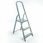 Festőlétra, ALVE Eurostyl 1913, 3 fokos, 55 cm, ezüst, alumínium, összecsukható, egyoldalas