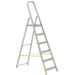 Festőlétra, ALVE Eurostyl 1916, 6 fokos, 119 cm, ezüst, alumínium, összecsukható, egyoldalas