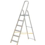 Festőlétra, ALVE Eurostyl 1916, 6 fokos, 119 cm, ezüst, alumínium, összecsukható, egyoldalas