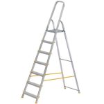 Festőlétra, ALVE Eurostyl 1917, 7 fokos, 141 cm, ezüst, alumínium, összecsukható, egyoldalas