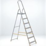 Festőlétra, ALVE Eurostyl 1917, 7 fokos, 141 cm, ezüst, alumínium, összecsukható, egyoldalas