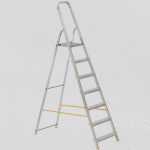 Festőlétra, ALVE Eurostyl 1917, 7 fokos, 141 cm, ezüst, alumínium, összecsukható, egyoldalas