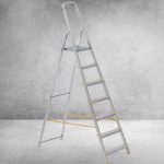 Festőlétra, ALVE Eurostyl 1917, 7 fokos, 141 cm, ezüst, alumínium, összecsukható, egyoldalas