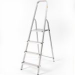 Festőlétra, StrendPro D4, 4 fokos, alumínium, 75 cm, ezüst, összecsukható, csúszásmentes kivitel