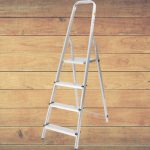 Festőlétra, StrendPro D4, 4 fokos, alumínium, 75 cm, ezüst, összecsukható, csúszásmentes kivitel