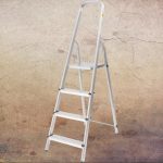 Festőlétra, StrendPro D4, 4 fokos, alumínium, 75 cm, ezüst, összecsukható, csúszásmentes kivitel