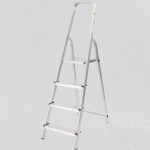 Festőlétra, StrendPro D4, 4 fokos, alumínium, 75 cm, ezüst, összecsukható, csúszásmentes kivitel