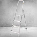 Festőlétra, StrendPro D4, 4 fokos, alumínium, 75 cm, ezüst, összecsukható, csúszásmentes kivitel