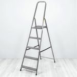 Festőlétra, Strend Pro ST-D5, 5 fokos, acél, 100 cm, szürke, összecsukható stabil kivitel