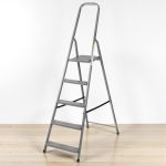 Festőlétra, Strend Pro ST-D5, 5 fokos, acél, 100 cm, szürke, összecsukható stabil kivitel