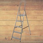 Festőlétra, Strend Pro ST-D5, 5 fokos, acél, 100 cm, szürke, összecsukható stabil kivitel