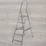 Festőlétra, Strend Pro ST-D5, 5 fokos, acél, 100 cm, szürke, összecsukható stabil kivitel