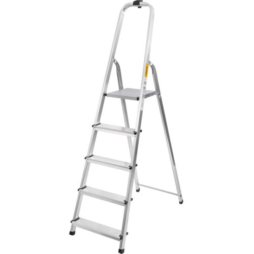 Festőlétra, StrendPro D5, 5 fokos, alumínium, 97 cm, ezüst, összecsukható, csúszásmentes kivitel