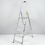 Festőlétra, StrendPro D5, 5 fokos, alumínium, 97 cm, ezüst, összecsukható, csúszásmentes kivitel