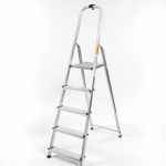 Festőlétra, StrendPro D5, 5 fokos, alumínium, 97 cm, ezüst, összecsukható, csúszásmentes kivitel