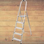 Festőlétra, StrendPro D5, 5 fokos, alumínium, 97 cm, ezüst, összecsukható, csúszásmentes kivitel