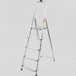 Festőlétra, StrendPro D5, 5 fokos, alumínium, 97 cm, ezüst, összecsukható, csúszásmentes kivitel