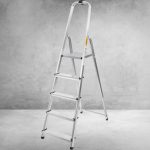 Festőlétra, StrendPro D5, 5 fokos, alumínium, 97 cm, ezüst, összecsukható, csúszásmentes kivitel