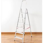 Festőlétra, StrendPro D6, 6 fokos, alumínium, 119 cm, ezüst, összecsukható, csúszásmentes kivitel