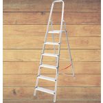 Festőlétra, StrendPro D6, 6 fokos, alumínium, 119 cm, ezüst, összecsukható, csúszásmentes kivitel