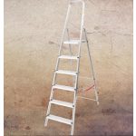 Festőlétra, StrendPro D6, 6 fokos, alumínium, 119 cm, ezüst, összecsukható, csúszásmentes kivitel