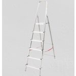 Festőlétra, StrendPro D6, 6 fokos, alumínium, 119 cm, ezüst, összecsukható, csúszásmentes kivitel