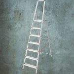 Festőlétra, StrendPro D7, 7 fokos, alumínium, 140 cm, ezüst, összecsukható, csúszásmentes kivitel