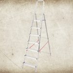 Festőlétra, StrendPro D7, 7 fokos, alumínium, 140 cm, ezüst, összecsukható, csúszásmentes kivitel