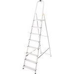 Festőlétra, StrendPro D8, 8 fokos, alumínium, 162 cm, ezüst, összecsukható, csúszásmentes kivitel