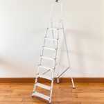 Festőlétra, StrendPro D8, 8 fokos, alumínium, 162 cm, ezüst, összecsukható, csúszásmentes kivitel