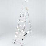 Festőlétra, StrendPro D8, 8 fokos, alumínium, 162 cm, ezüst, összecsukható, csúszásmentes kivitel