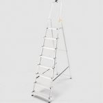 Festőlétra, StrendPro D8, 8 fokos, alumínium, 162 cm, ezüst, összecsukható, csúszásmentes kivitel