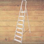 Festőlétra, StrendPro D8, 8 fokos, alumínium, 162 cm, ezüst, összecsukható, csúszásmentes kivitel