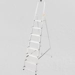 Festőlétra, StrendPro D8, 8 fokos, alumínium, 162 cm, ezüst, összecsukható, csúszásmentes kivitel