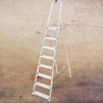 Festőlétra, StrendPro D8, 8 fokos, alumínium, 162 cm, ezüst, összecsukható, csúszásmentes kivitel