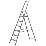 Festőlétra, Strend Pro ST-D6, 6 fokos, acél, 120 cm, szürke, összecsukható stabil kivitel