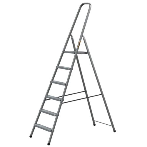 Festőlétra, Strend Pro ST-D6, 6 fokos, acél, 120 cm, szürke, összecsukható stabil kivitel