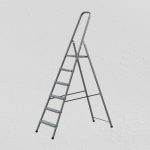 Festőlétra, Strend Pro ST-D6, 6 fokos, acél, 120 cm, szürke, összecsukható stabil kivitel